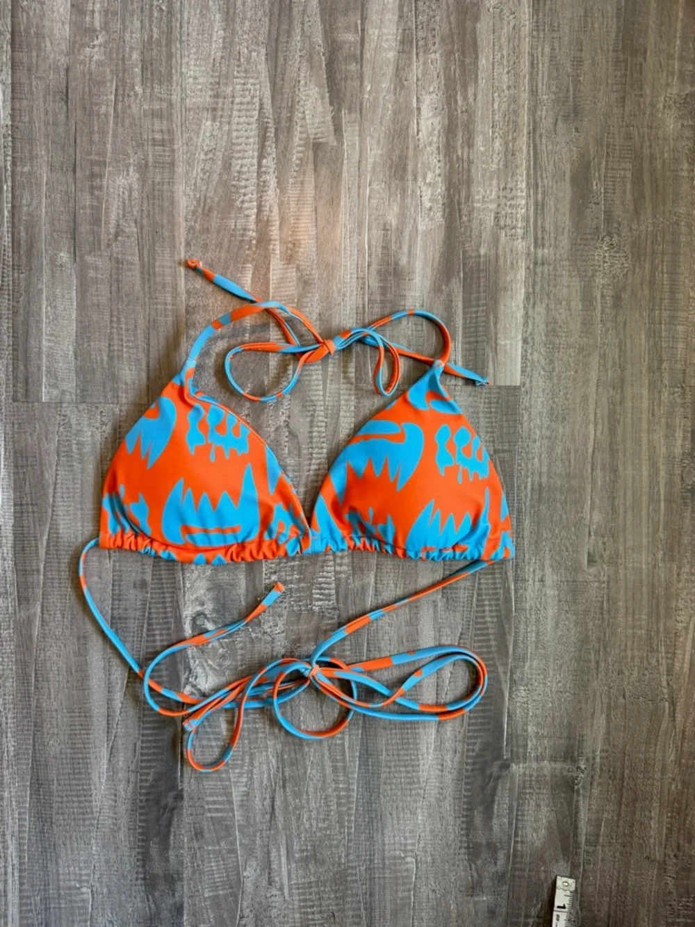SHEIN Orange and Blue Triangle   Swim Top